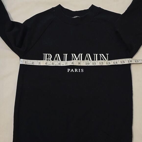 - BALMAIN Crewneck Silver Logo Sweater. Sweatshirt. Size 34 (XS-S) black - Picture 6 of 9